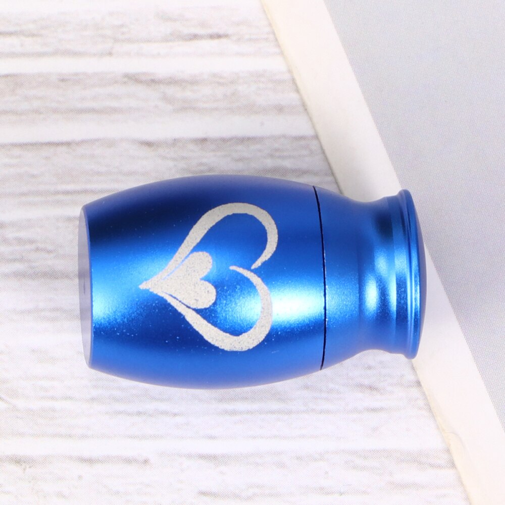 Pet Stainless Steel Cinerary Funerary Urn Jar Heart Printed Urn Container with Opening Screw Lid (Blue)