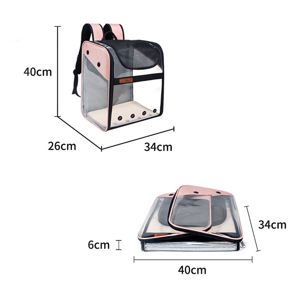 Mochila para mascotas de 1,6 kg, Transportín para perros, para exteriores, de PVC, transpirable, bolsa de viaje, bolso plegable para transportar gatos