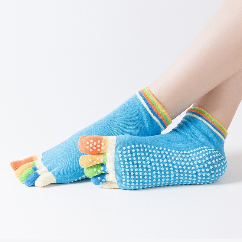 1 Paar Antislip Open Teen Yoga Sokken Antislip Peep Toe Pilates Enkel Grip Duurzaam Open vijf-Vinger Katoen Yoga Sokken