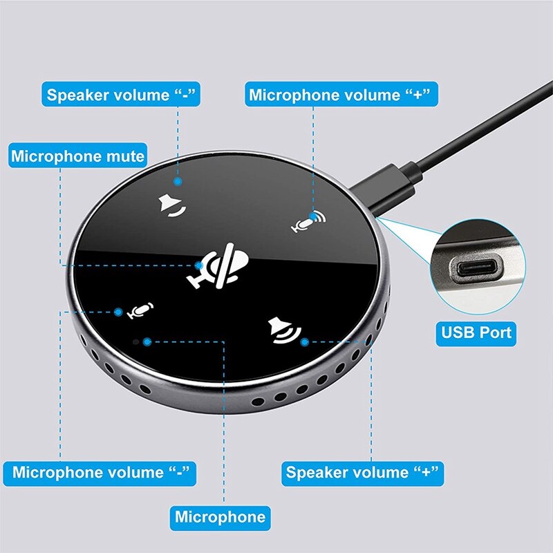 Usb Conferentie Microfoon Met Luidspreker, Pc Computer Condensator Microfoon Met Mute Knop En 360 ° Voice Pickup