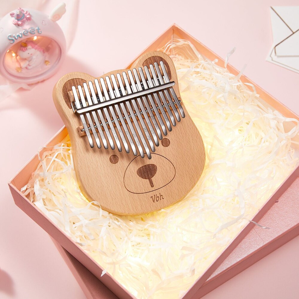Kalimba Carimba de 17 teclas, Piano de pulgar de madera maciza completa de haya, Gato/oso, 17 llaves, instrumento Musical mbira, Piano de dedo de la mejor: bear