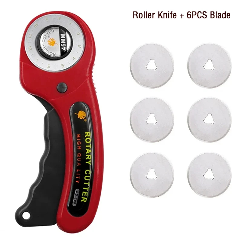 45mm Leather craft Rotary Cutter Leather Cutting Tool Leather Craft Fabric Circular Blade Knife DIY Patchwork Sewing Quilting: plum