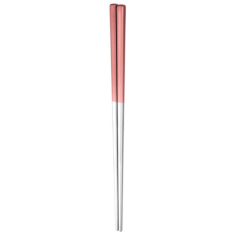 Luxury Metal Baguette Sticks Sushi Tableware Chinese Korean Chopsticks Home 304stainless Steel Chopsticks Japan Dinnerware: Pink silver