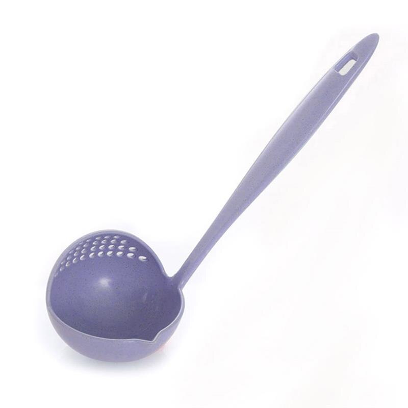 2 In 1 Soeplepel Lange Handvat Huis Zeef Koken Vergiet Keuken Scoop Plastic Pollepel Servies: blue