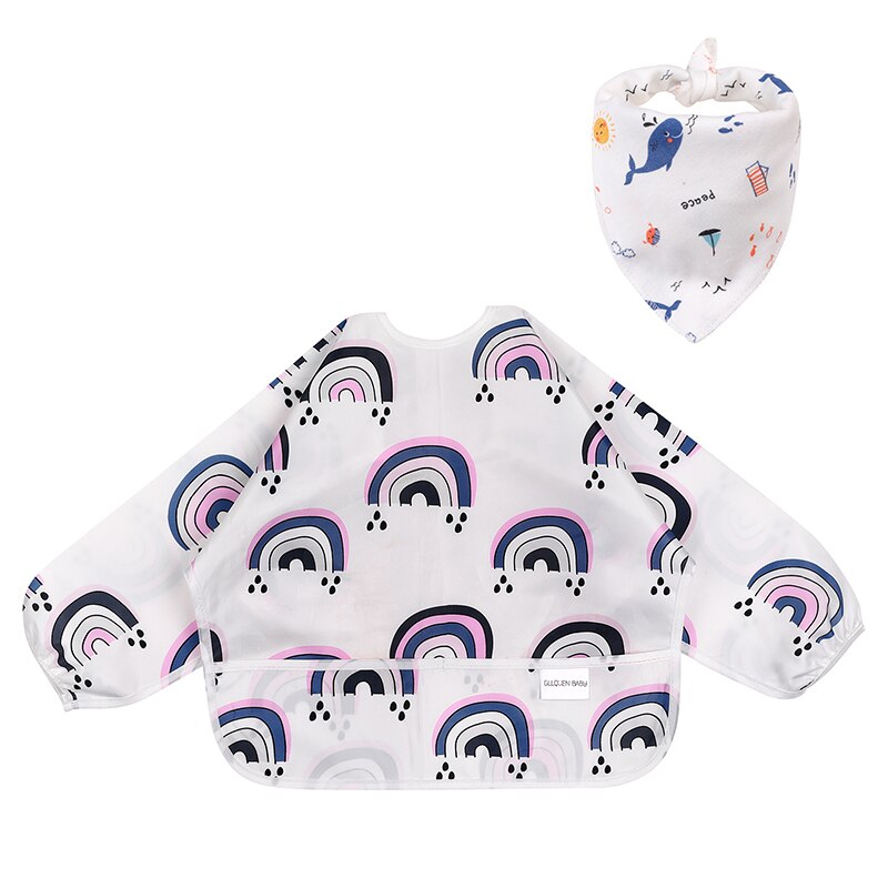 Baby Lätzchen Wasserdicht Kleinkind essen Werkzeug Langarm Neugeborenen Kunst Kittel Fütterung Lätzchen Schürze passen 6-24M Mit tasche Baby Bandana Lätzchen: ZY1046