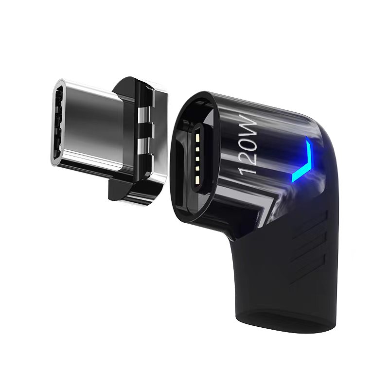 Magnetischer USB-C-Adapter, 120 W, schnelles Aufladen, 480 MB, Magnetkonverter für iPad, MacBook Pro, Oberfläche 7, Huawei, MI, OPPO-Schalteranschluss: YELLOW