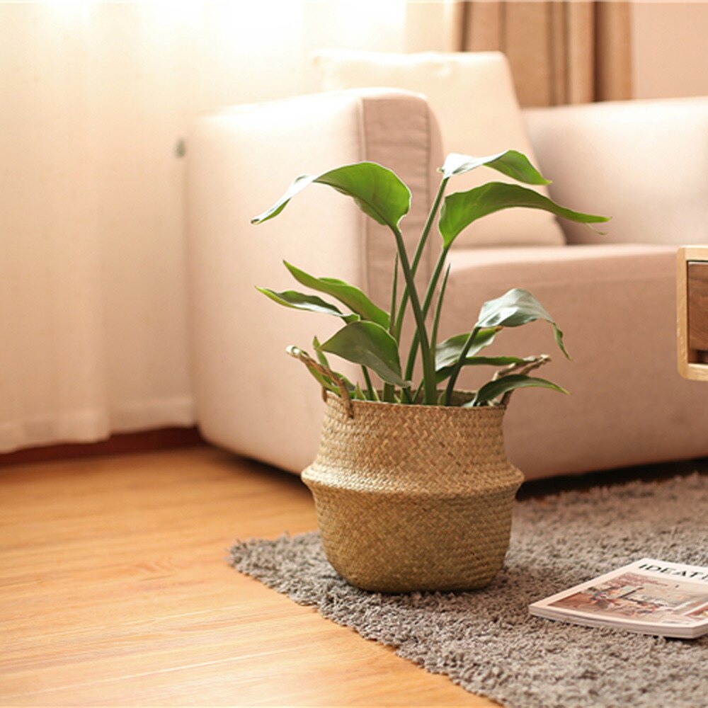 Seagrass Wicker Basket Wicker Basket Flower Pot Folding Basket Dirty Basket