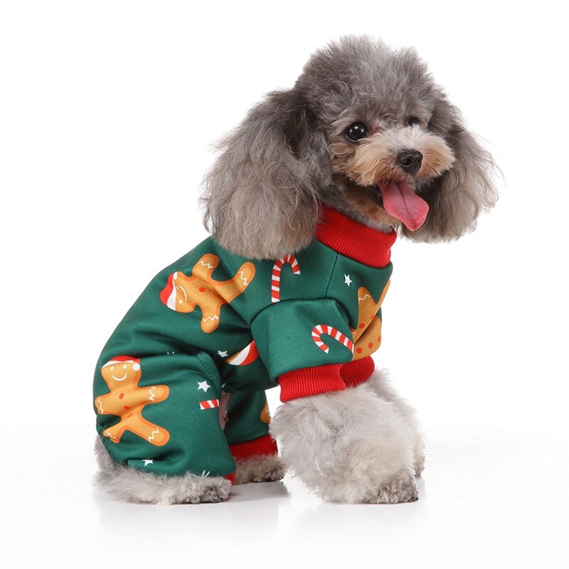 Mono de Mascota de Navidad perro de 4 Patas divertido patrón de dibujos animados ropa de dormir Casual 4 Patas trajes para perros pequeños medianos