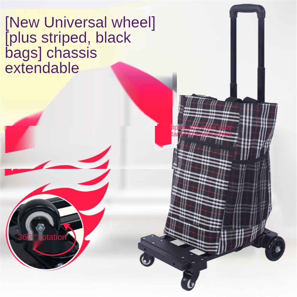 Folding Shopping Hand Truck 4-Wheel Solid Construction Utility Cart Compact and Lightweight for Luggage Travel Auto Garden Carts: Q 2