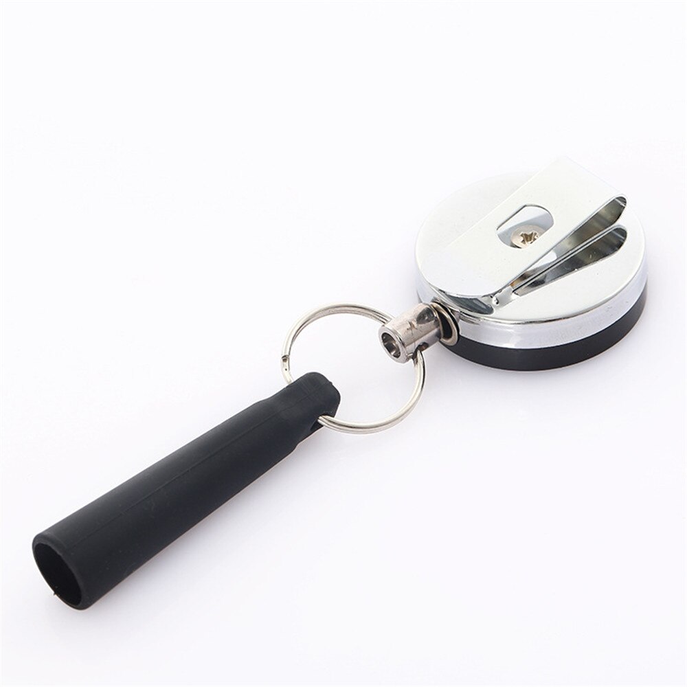 Intrekbare Badge Reel Pull Sleutelhanger Roestvrij Staal Draagbare Pen Houder Naamplaatje Id Kaarthouder Auto Sleutelhanger Riem clip Pen Cap