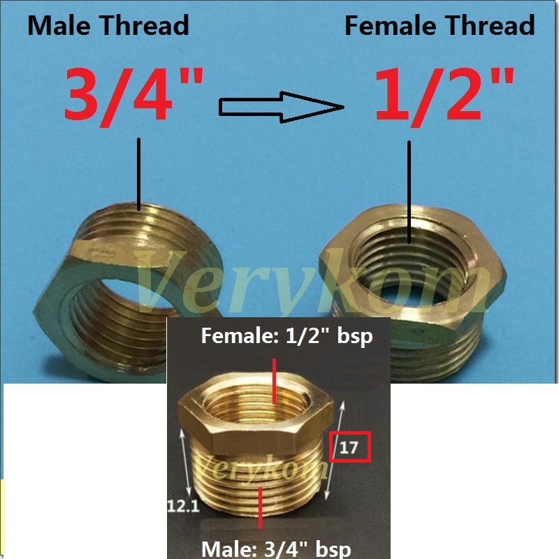 10x Verykom Pneumatische Messing Verloopstuk Fitting 3/4 "1/2" Male Naar 1/8 "3/8" 1/4 "Vrouwelijke Verminderen adapter Lucht Water Gas DN10/15/20/25: DN20-DN15 SIZE B