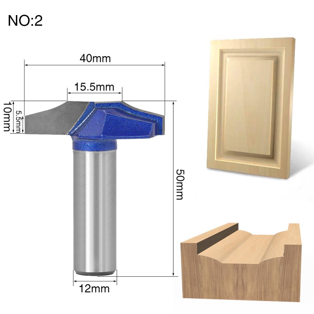 1 pc 12mm Shank Woodworking Door Frame Router Bits for wood carbide lassical door cabinet bits Engraving Milling Cutte: NO2