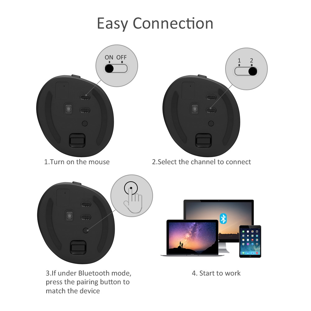 Delux M618 Mini Ergonomic Mouse Gaming Wireless Vertical Mouse Bluetooth 2.4GHz RGB Rechargeable Silent Mice for Office