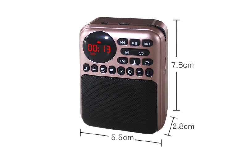 Radio portátil recargable MP3 Radio ReceiverFM con batería 18650 compatible con memoria Flash USB tarjeta TF reproductor de MP3 archivos de música
