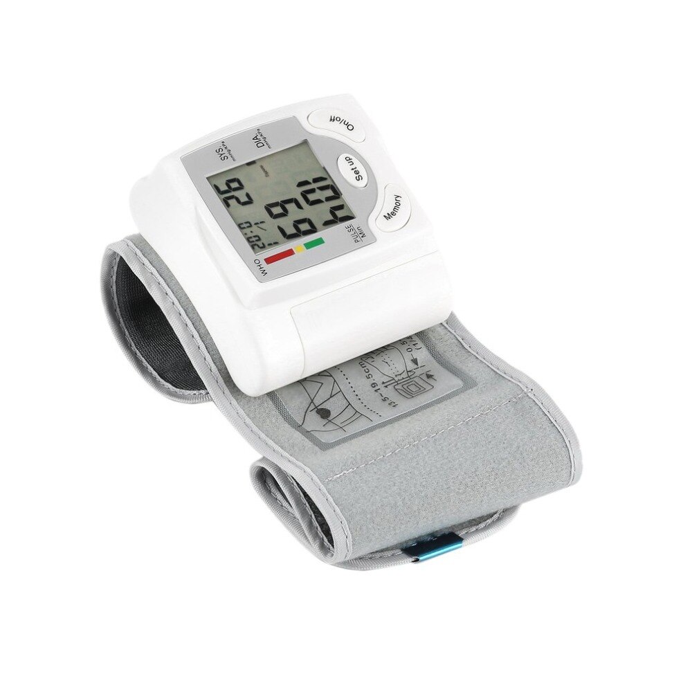 Draagbare Automatische Digitale Lcd Display Pols Bloeddrukmeter Apparaat Heart Beat Rate Pulse Meter Meet Tonometer Wit