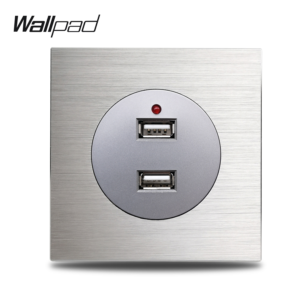 Wallpad Geborsteld Zilver Mat Grijs EU Stopcontact Aluminium Metalen Paneel 1 2 3 4 5 Berichten Stopcontact Nieuw: Type10