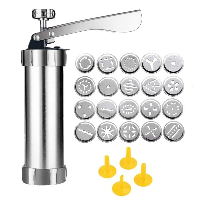 Cookie Pers, Cookie Pers Gun Kit, diy Biscuit Maker En Churro Maker Met 20 Decoratieve Stencil Discs En 4 Icing Tips