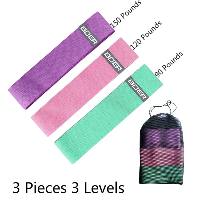 3 Level Rubber Resistance Band Set Elastic Non-slip Fitness Gym Bands Expander Yoga Booty Loop Home Workout Equipment 90-150LB: Default Title