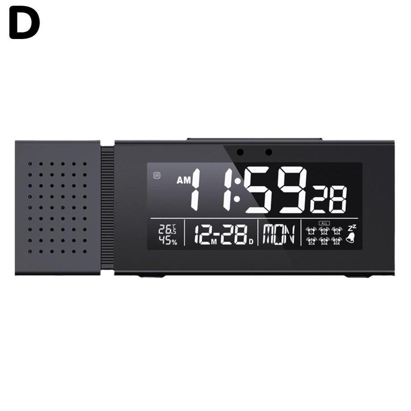 Digital Alarm Clock IR Sensor Movable Night Light With Temperature Humidity Night Decor FM Radio Display Clock Digital Tabl C9Z3: black