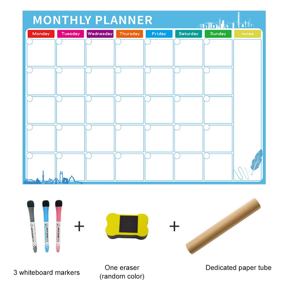 A3 Magnetische Wekelijkse & Maandelijkse Planner Whiteboard Magneet Flexibele Dagelijks Bericht Tekening Koelkast Bulletin White Board: 2
