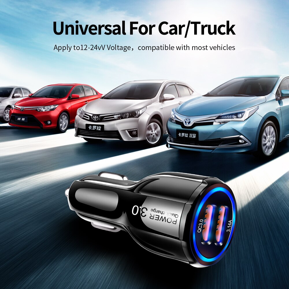 Quick Charge 3.0 Car Charger for iPhone 11 Pro max Car-Charger Dual USB Fast Charging for Samsung Xiaomi USB Phone charger