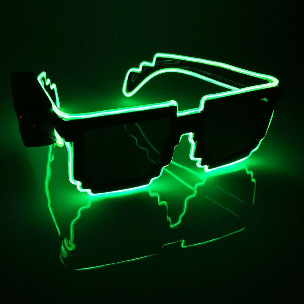 Decorações brilhantes para cosplay, adereços para festa, óculos com luz led piscante, óculos luminosos de led, óculos de sol brilhantes, óculos de mosaico: green