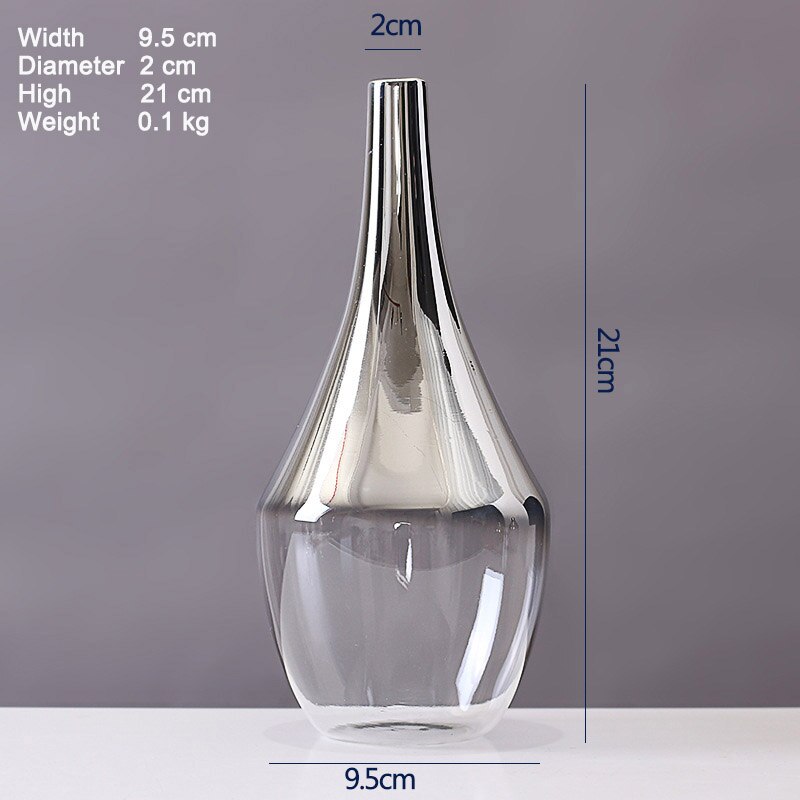 Nordic glass vase sølv gradient tørket nordic flower vase dekorasjon home decoration planter potter furnishing christmas: C