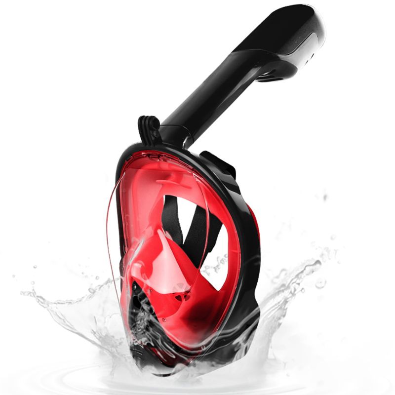 Máscara de buceo cara completa snorkel máscara subacuática antivaho pesca submarina máscara G92F: Black Red