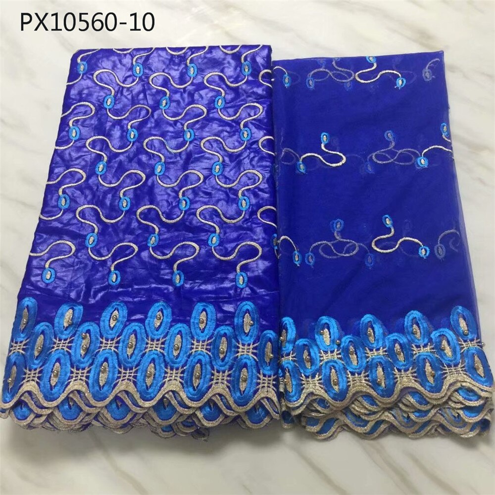 Goed verkopende perzikkleurige borduurstof van katoen, 5+2 meter, bazin riche-stof, nigeriaanse stof: 10