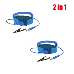 Adjustable Anti Static Bracelet Electrostatic ESD Discharge Cable Reusable Wrist Band Strap Hand With Grounding Wire: 2 in 1