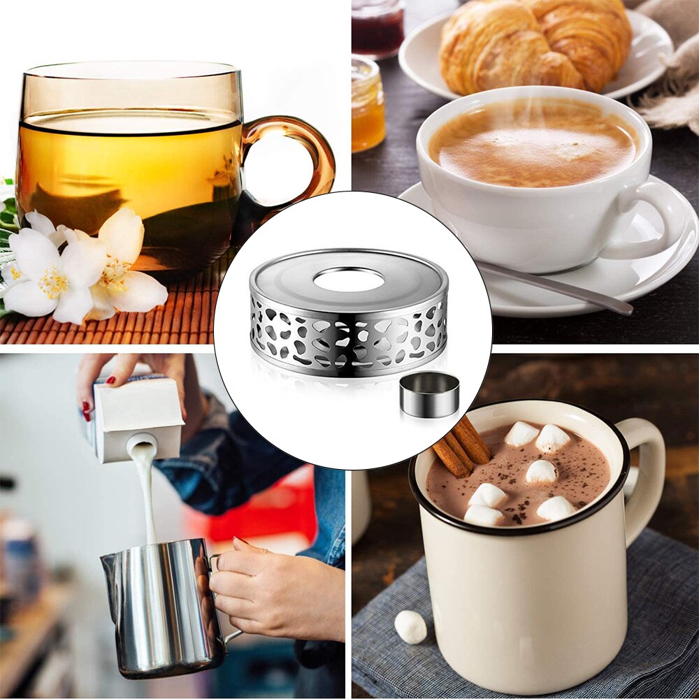Soporte portátil para calentar café y té, calentador duradero de acero inoxidable para velas, soporte para luz de té, calentador con trivetas, Base de calefacción, tetera