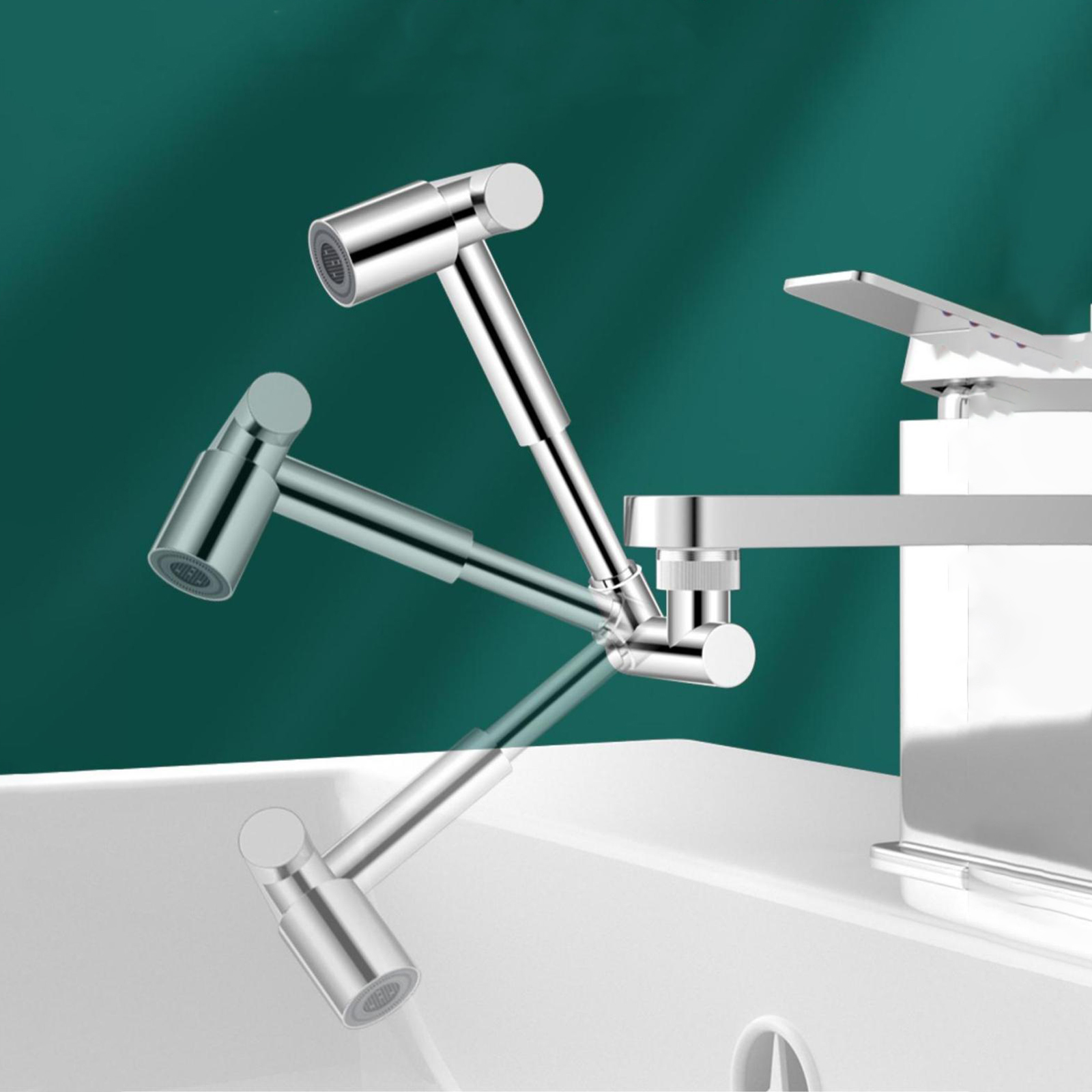 Prolunga per rubinetto 1440° per lavandino del bagno 2 modalità di uscita dell'acqua Girevole Aeratore del rubinetto Attacco per rubinetto girevole Estensione del rubinetto della cucina Tocca Regolazione per il lavaggi