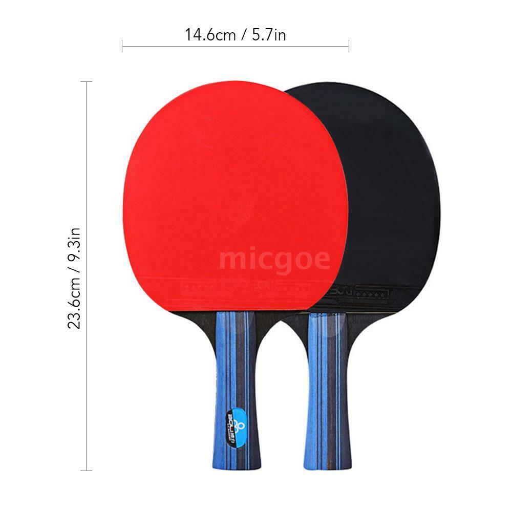 Raquettes de Tennis de Table, ensemble de 2 pièces/lot avec 3 balles, Double Face, boutons à manche Long et court, raquette de Ping-Pong