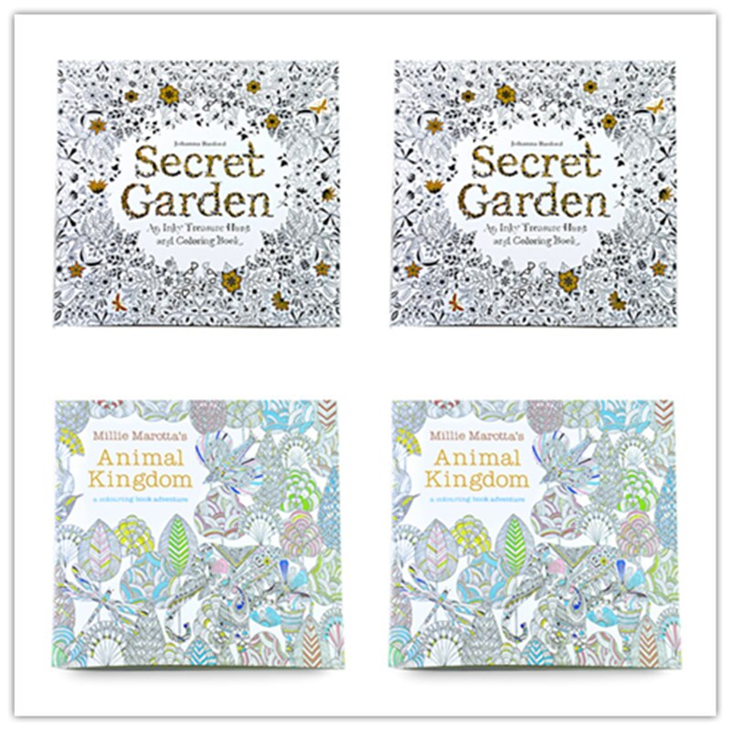 4 pcs/Lot Fantasy Dream Secret Garden Coloring Book For Adults Children Anti-Stress Drawing Art Books School Office Stationery: F
