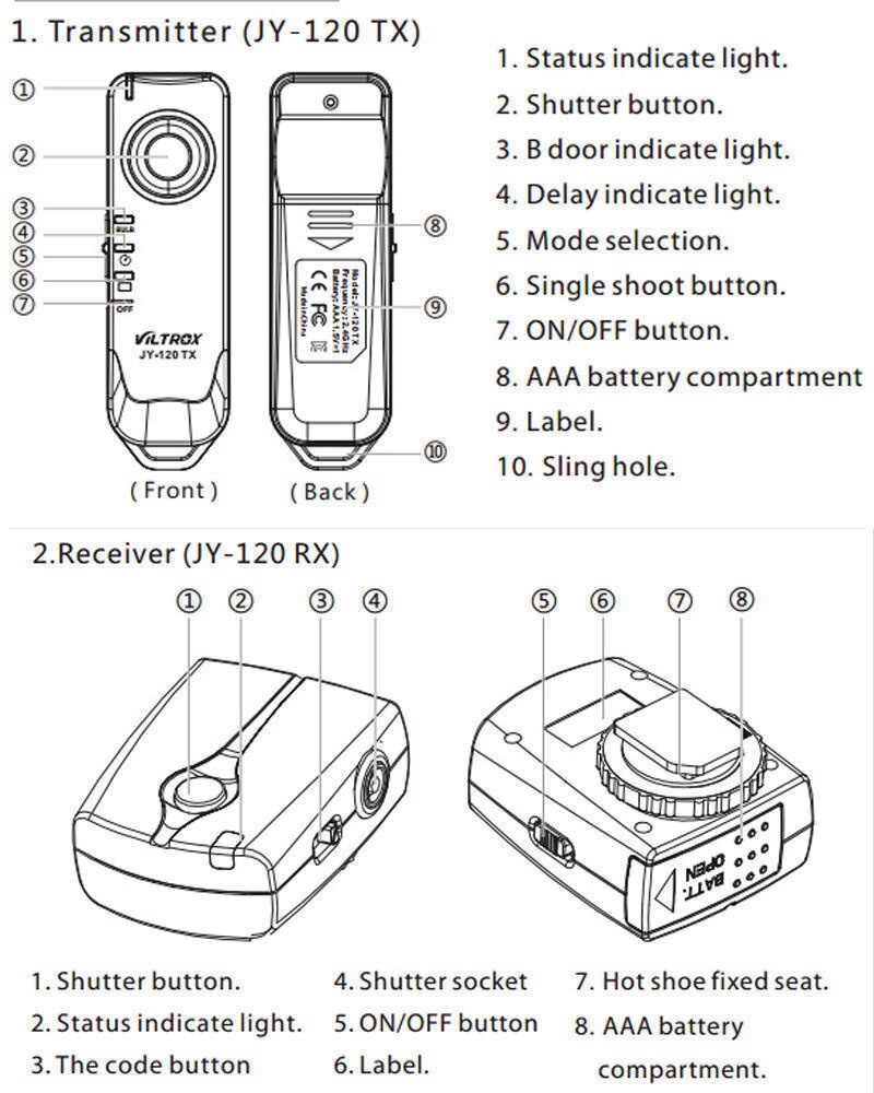 Disparador remoto inalámbrico para Pentax K200D K110D K100D K20D K10D K7 K5 K5II K3 KM DL2 DS2 DS DL MZ-6 MZ-L, Cs205 C1