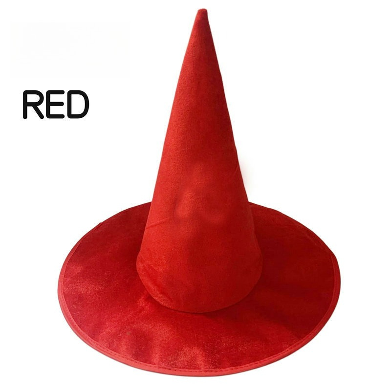 Sombrero de Halloween, sombrero de bruja verde, gorra mágica para Cosplay, bosque verde, cuento de hadas, dibujos animados, accesorios de ropa DIY: Rojo