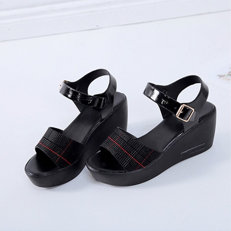 Ho Heave plate-forme chaussures vichy talons hauts chaussures d'été femme respirant sandales femmes compensées antidérapant plate-forme chaussures