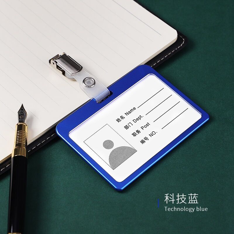 Work Office Name Card Badge Reel Student Nurse Exhibition ID Name Card Badge Holder With Metal Clip Office Supplies: Metal Blue