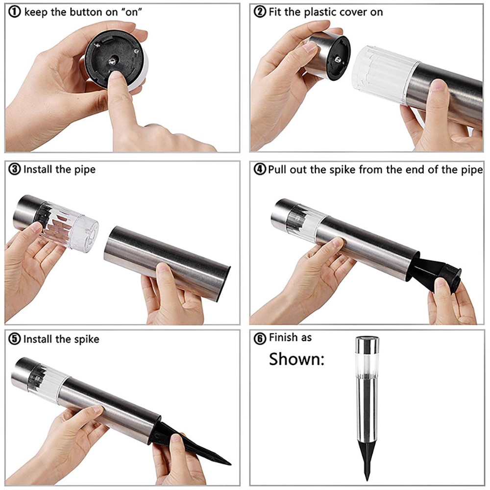 Waterproof Stainless Steel LED Solar Lawn Lamp Outdoor Decorative Ground Garden Light for Landscape Patio Path Lamp