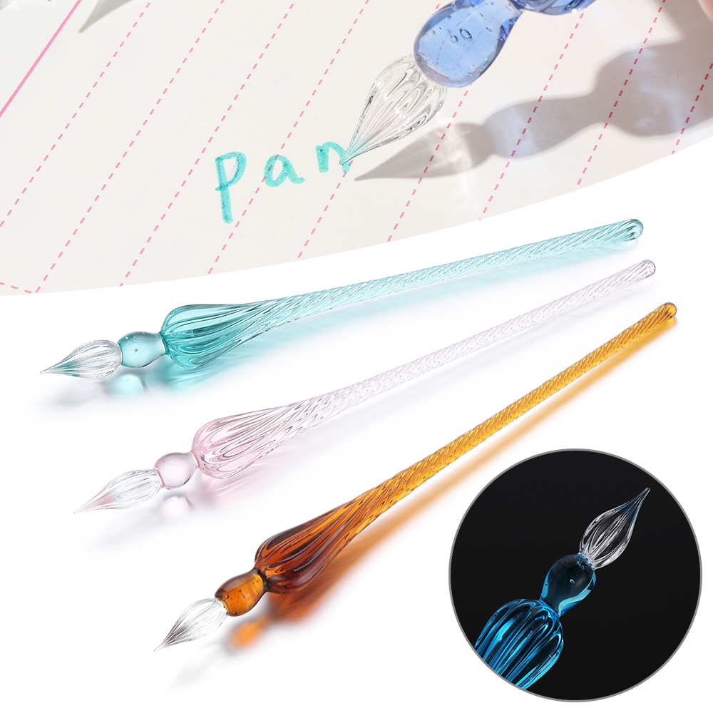 Pluma estilográfica Vintage de cristal, pluma de inmersión de cristal para rellenar tinta, firma, escritura, caligrafía, arte hecho a mano, accesorio de pintura, 1 ud.