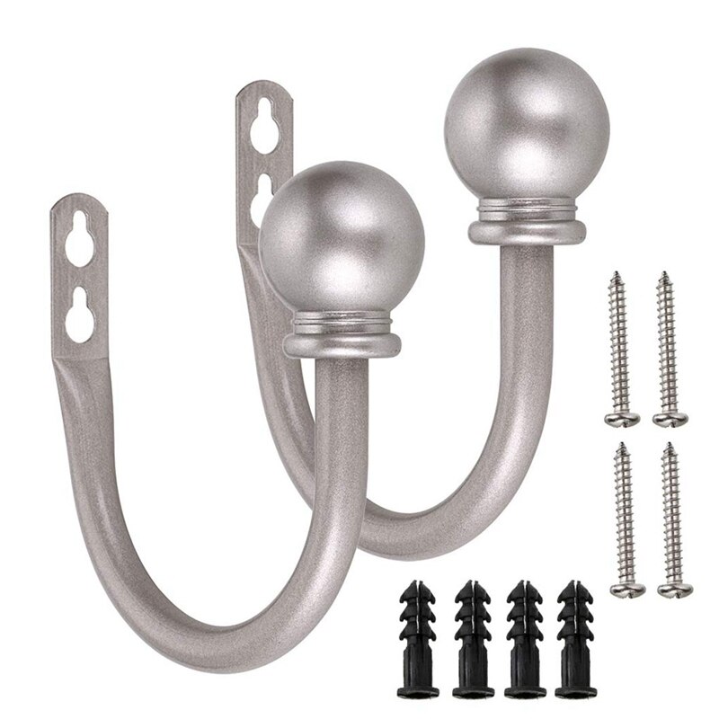 Gordijnhouders U-vormig Set Van 2 - Decoratieve Wandhaken Voor Gordijnen In Wit
