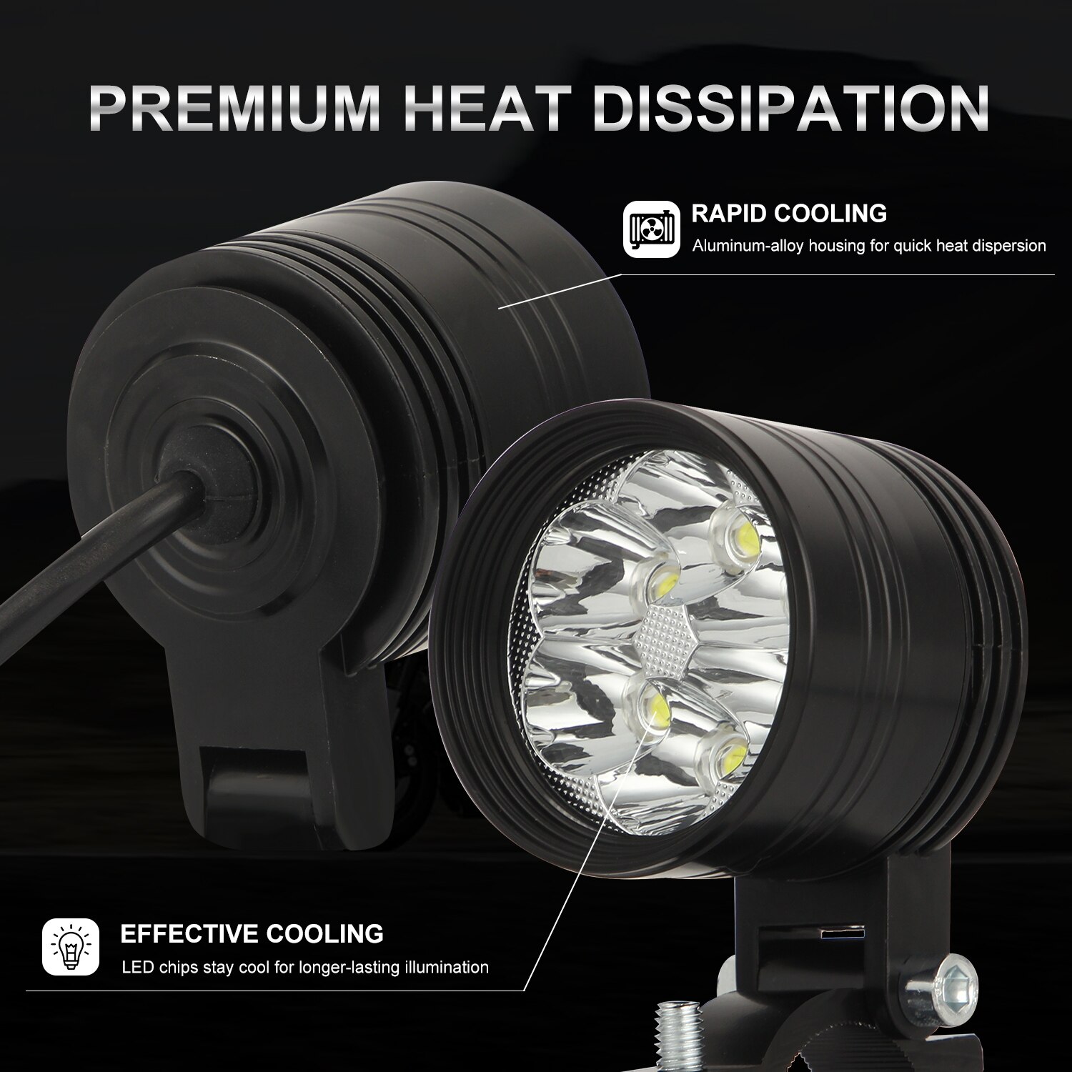 Motorcycle Led Light Headlight 6500k White Super Bright 6-Leds Working Spot Light Motorbike Fog Lamp 60W LED Scooters Spotlight