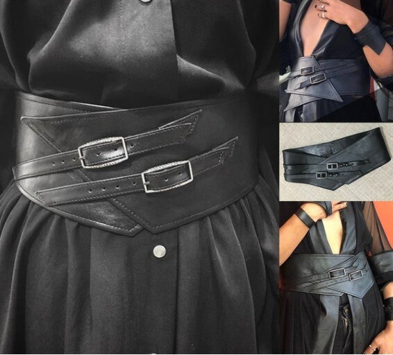 Bælte steampunk middelalderligt bredt pu læder nitte talje vagt gear viking samurai ridder cosplay larp karneval bælte til mænd: Default Title