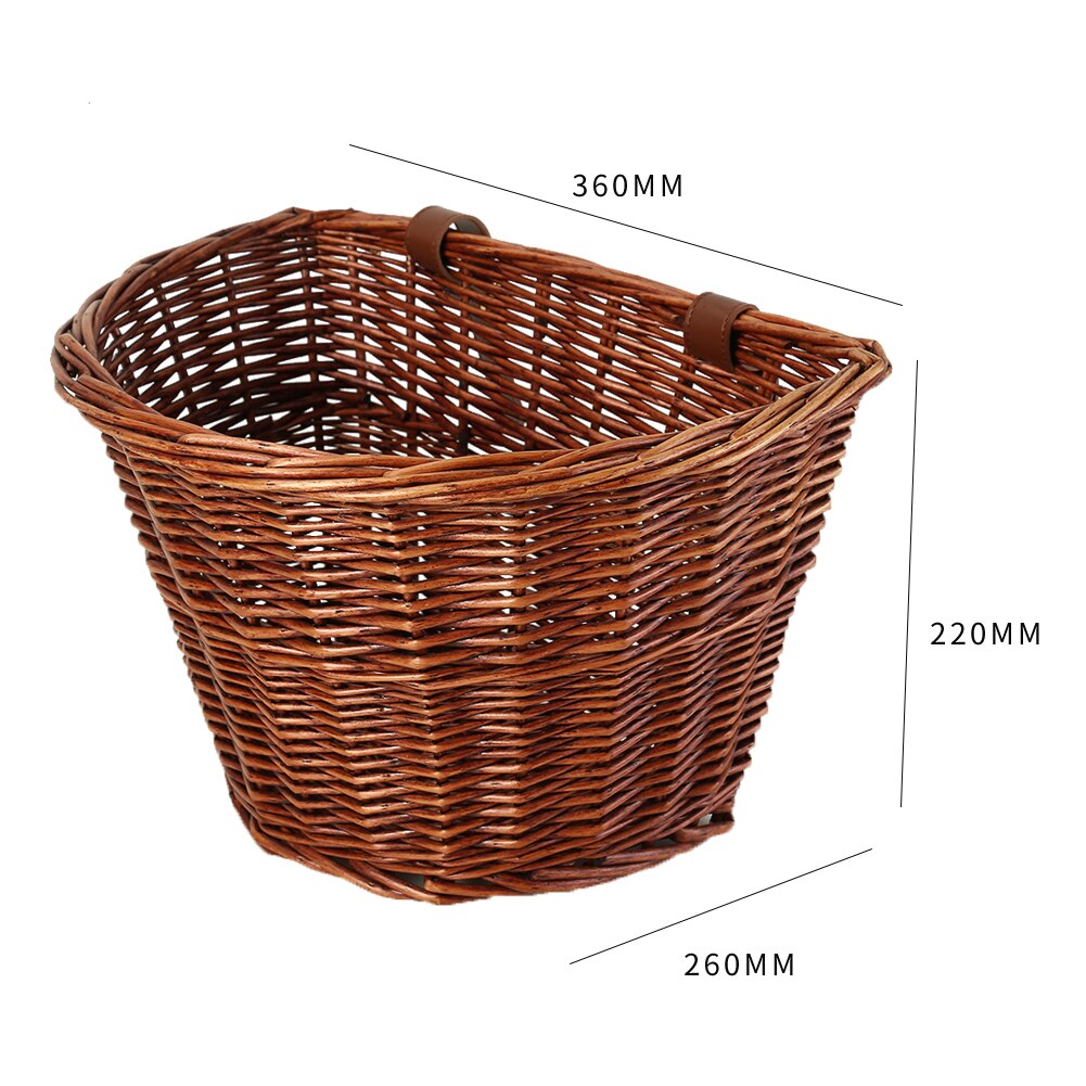 Vélo avant panier rétro avec ceinture rotin vélo sacoches multi-fonctionnel Scooter osier guidon Cargo stockage conteneur