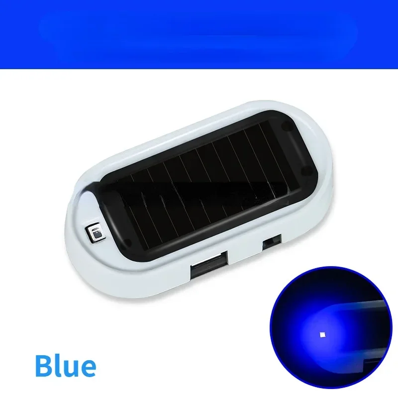 Luz de seguridad falsa para coche, alarma simulada alimentada por energía Solar, advertencia inalámbrica, lámpara de precaución antirrobo, LED de imitación intermitente: Blanco