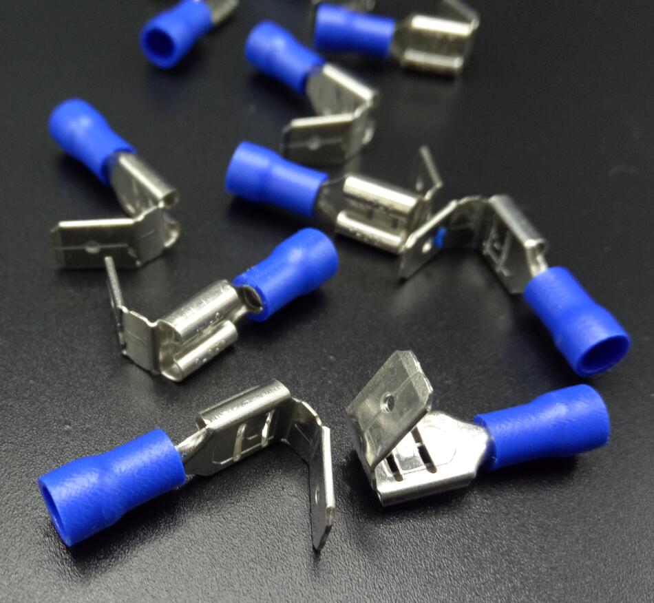 20x Aggraffatura Connettori a dovuto gareggiare Femmina vanga Terminali del Connettore in Ottone stampato con Sn: Blu