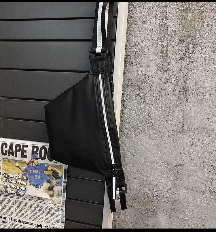 Mulheres diagonal saco de peito à prova dsmall água pequena cintura saco do mensageiro esportes ao ar livre maré marca japonês ins noite equitação reflexivo: Black
