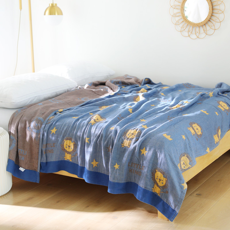 Böhmen Baumwolle Löwe Wohnzimmer Frottee bettdecke Reise Atmungsaktive schick Großen Wurf Decke Nickerchen Sofa Abdeckung: Blau / 200X230cm