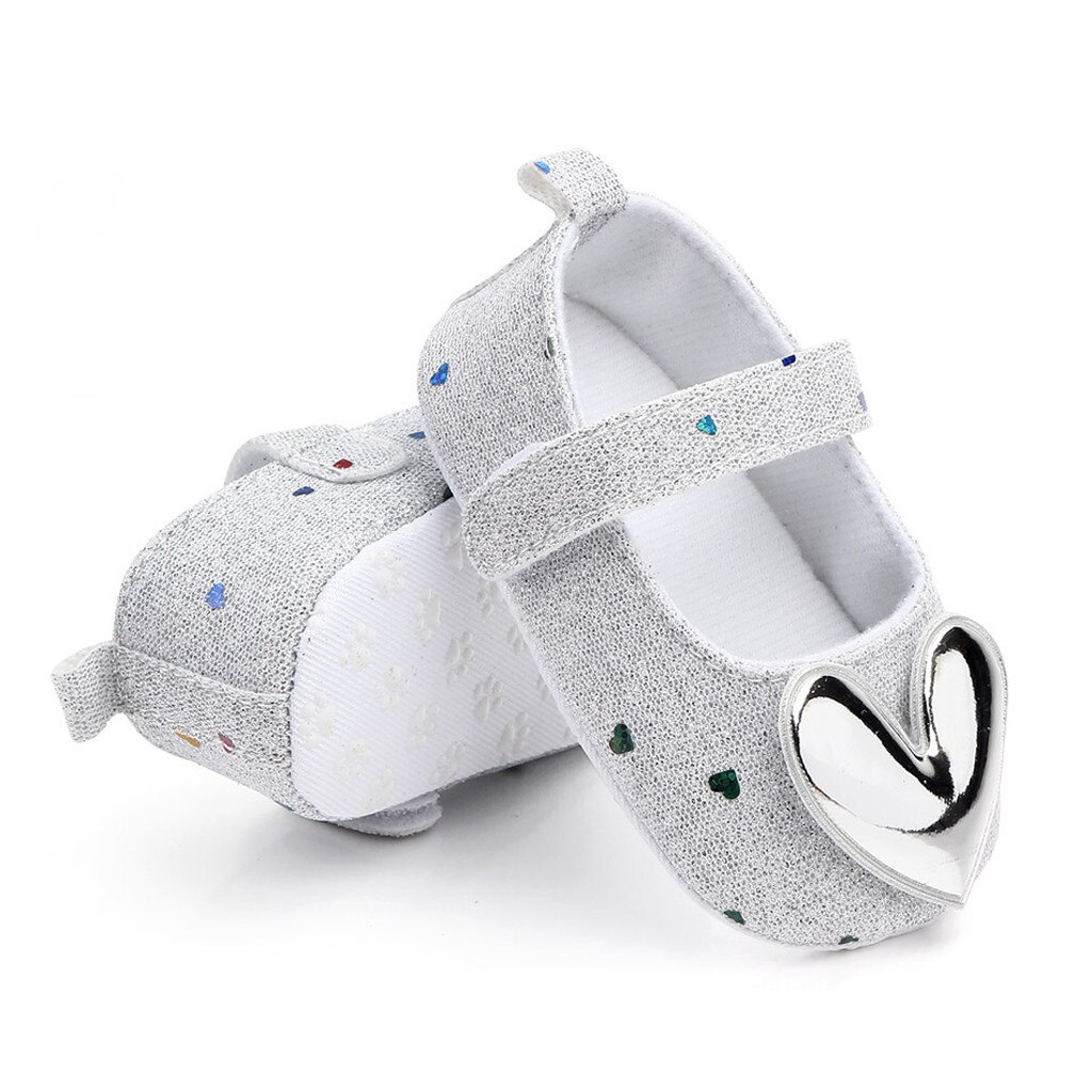 Baby Shoes Toddler Newborn Baby Crib Shoes Heart-Shaped Princess Baby Soft Sole Prewalker For Baby Girls First Walk