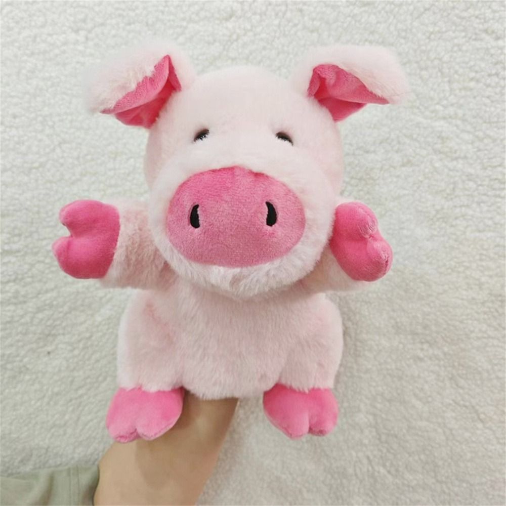Christmas Movable Open Mouths Plush Animal Puppets Dog Horse Sheep Stuffed Animal Stuffed Hand Doll Soft Cow Duck Pig Teaching: green